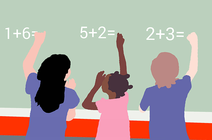 Graphic of children doing math